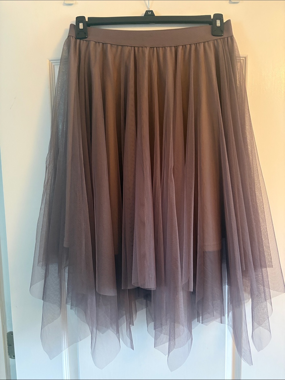 Charlotte Russe Taupe Asymmetrical Tulle Midi Skirt